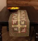 Table Runner 48 inch Quilted Tea Cabin Green Red Tan Plaid Rustic Lodge Decor