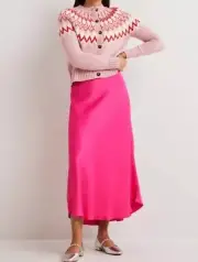Boden Women’s Size 2 Pink Satin Bias-cut Midi Skirt New With Tags
