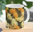 Floral Coffee Mug AFRICAN DAISY Flowers Orange Spring Summer Garden Tea Cup Gift