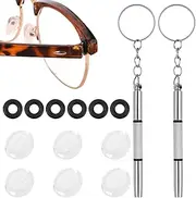 6pcs Eyeglass Repair Kits Glasses Grips Hinge Tighteners Eyeglass Temple Tighteners Silicone Hinge Rings with 2pcs Screwdriver and 6pcs Eyeglasses Temple Grips Retainer for Eyeglass Frame