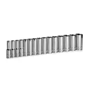 3/8 in. Drive Deep Chrome Socket Set, 6-Point, 8 to 22 mm, 15-Piece