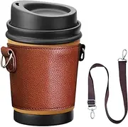 Water Bottle Carrier - Portable Water Bottle Carrier Cover Bag | Adjustable Shoulder Strap Drink Carrier Holder Sleeve | PU Leather Multi-Purpose Water Bottle Accessories for Hiking, Shopping