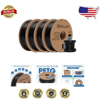 Professional Grade PETG Filament 1.75mm – 1kg x 4 Bundle with Excellent Clarity