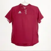 NWT Adidas Womens Medium Burgundy Utility Polo Climacool Golf Short Sleeve $50