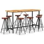 9pcs Wood Leather Bar Set Industrial Rustic Dining Table Barstools Stools Chairs