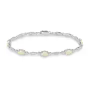 Mirage Diamond Set Created Opal Bracelet in Sterling Silver