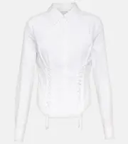 [Marine Serre] Marine Serre Embroidered openwork linen shirt AU 6 white