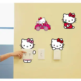Hello Kitty 可移除牆貼 開關貼 凱蒂貓 創意客廳臥室筆記本 冰箱 牆壁 隨意貼紙 裝飾貼