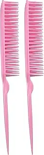 Allegro Combs 60 Parting Three Row Combs Salon Hairstylist Hairdresser Detangle Combs For Natural Hair And Wigs For Curly Hair Made In The Usa 2 Pcs. (Light Pink)