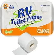SheeChung RV Toilet Paper Tissue - Rapid Dissolve, Septic Safe, Biodegradable, Toilet Tissue for RV, Boats, Marine, Travel, Camper Accessories - 6 Rolls, 3 Ply, 290 Sheets
