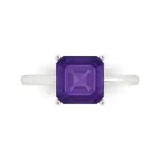 2.5 ct Asscher Cut Natural Gemstone Solitaire Ring White Gold, Anniversary Gift
