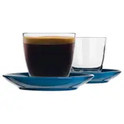 Duralex 12 Piece Gigogne Glass Coffee Cup and Ceramic Saucer Set - 220ml