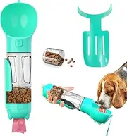 Dog Water Bottle 4 in 1 Portable Pet Water Bowl Dispenser with Dog Whistle, Pet Travel 10OZ (300ML) Water Cup with Food Container, Poop Collection Shovel, Garbage Bag for Dogs Cats Walking and Travel