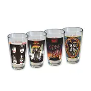 4pc Icup Inc KISS Liquor Drinking Pint Glass Party Cup Drinkware Set 16oz
