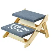 Wood Pet Stairs/Pet Steps, 2-in-1 Foldable Wooden Dog Stair for Beds, Sofa and Cars, Dog Stairs & Ramp with 2 Steps for Small Medium Large Pet, up to 110