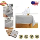 Classic 58x84 Light Grey Tablecloth - Easy Care Cotton Linen for Special Events