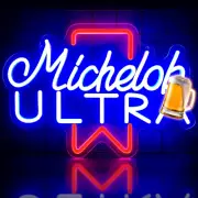 LED Beer Neon Sign - Blue USB Wall Light for Bar Pub Man Cave Decor