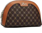 Small Makeup Bag for Purse Cosmetic Bag: Checkered Make up 010-coffee
