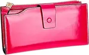 [SKUZA] Wallet,Card Bag,Women Leather Wallets Female Zipper Purses Big Capacity Woman Purse Ladies Long Hasp Wallet Clutch Coin Card Holders (Brown) (Color : Rose Red)