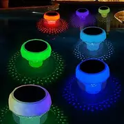 2 in 1 Solar Pool Chlorine Floater with Colorful Lights Chlorine Tablet Floater with Remote Floating Chlorine Dispenser for Pool, Hot Tub, Spa, 7 Colors Chlorine Tablet Holder Adjustable Release