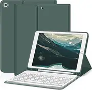 JKSML iPad 9th Generation (2021) / iPad 8th Gen (2020) / iPad 7th Gen (2019) 10.2 Inch Keyboard Case with Built-in Pencil Holder, Detachable Wireless Bluetooth Keyboard Cover 10.2 inch Case,Dark Green