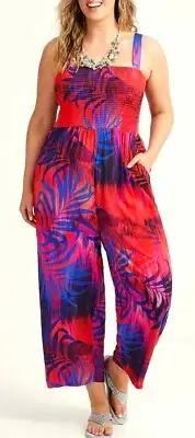 TS TAKING SHAPE plus size M/ 20 Natural Palms Jumpsuit wide leg sexy NWT rrp$150