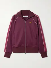 [Wales Bonner] Wales Bonner - Mantra Knit-trimmed Embroidered Jersey Jacket - Burgundy - small small Burgundy