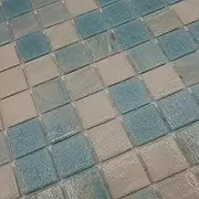 AO Tiles 10 Sheets Glass Mosaic, Molten Glass, 300m x 300mm Pool Tile, Splashback, Feature Wall Tile for Kitchen Bathroom Shower (Strickland Blue, 0.9 Sq.m)