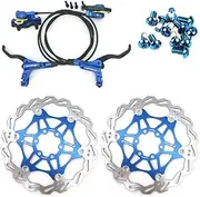 Zoom Hydraulic Disc Brakes Mountain Bike Sets MTB Front & Rear Set with Floating Disc Rotor 160mm & Color Bolts (Blue)