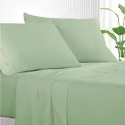 1 x Luxton Pure Plain Soft Sheet Set Sage Green (Single, King Single, Double, Queen, King) King