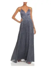 Aidan by Aidan Mattox Pleated Glitter Gown Teal Black Size 8 $265