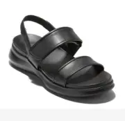 NIB COLE HAAN Zerogrand Meritt Slingback Platform Wedge Sandal US 7 B/37.5 Black
