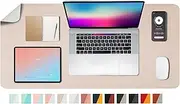 PU Leather DeskPad,Dual Side Desk pad,Office Desk Mat,Dual Color Desk pad,Leather Desk Writing Mat Mouse Pad for Office & Home,31.5inchX15.7inch,EAGZFFI (Gray&Silver)