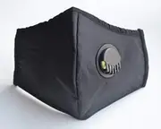 Adult Face Mask Black Reusable Washable Adjustable w Breathing Valve 3Ply