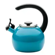 Enamel on Steel Whistling Teakettle/Teapot With Flip-Up Spout, 2 Quart - Turquoi