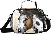 Horse Portrait Closeup Insulated Lunch Box for Women Men - Ideal for Work, Picnics - Includes Adjustable Shoulder Strap