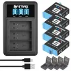 2/4 Battery Pack Set and USB Charger For GoPro Hero 9 10 11 12 Action Cameras