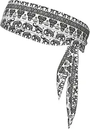 [YANYU] Bohemian Elephant Pattern Print Sports Head Tie Sweat Wicking Head Tie Quick Dry Adjustable for Men and Women