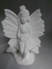 Alexandra Fairy Sitting on Mushrooms 10 3/4" Ceramic Bisque, Ready to Paint