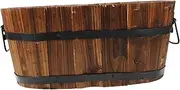 Toyvian Wooden Barrel Planter Pot for Outdoor Garden Durable Rustic Flower Pot for Succulents Vegetables for Patios Courtyards Indoor Spaces Planting Container