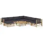 Outdoor Bamboo Sofa Set 9 Pcs With Cushions Modular Outdoor Lounge Furniture