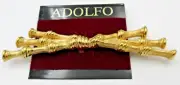 new VTG ADOLFO big textured geometric gold tone metal Brooch Pin Costume Jewelry