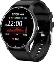 Smart Watch for Android Phones iOS Phone Ultra Thin Smartwatch Heart Rate Monitor Fitness Tracker with Blood Pressure Pedometer Calorie Counter Watch for Women Men, Black, fitness