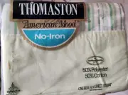 Vintage NOS Thomaston AmericanGreen/white. Full Flat Sheet & 2 Pillow Cases