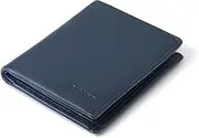 [Arnate] Men's Genuine Leather Note Sleeve Wallet RFID Blocking Slim Bifold Holds 4-11 Cards Coin Pouch Flat Notes Bills Pull-tab for Less Used Cards (Blue)