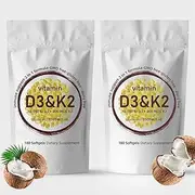 Vitamin D3 K2 Supplement Softgels, 2-in-1 vitamin d3 10000 iu, GMO Gluten and Soy Free, Protects Bone and Cardiovascular Health, Free of GMO, Aiding in Calcium Absorption, Heart Health (Vitamin D3 K2-2Pcs)