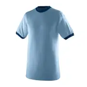 Womens Ringer Tee Shirt, Light Blue/Navy, Medium US