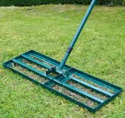Steel Lawn Leveling Rake 30”w Adjustable Handle Green