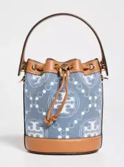 Tory Burch Mini T Monogram Denim Bucket Bag Crossbody ~NWT~