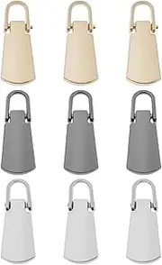 [SG Store] 9pcs Detachable Zipper Pull Metal Puller Tap Slider Clip-On Pull Suitable for Bags Wallets Crafts Sewing (Gold, Silver, Gunmetal)